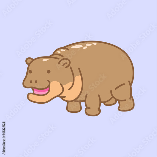 vector illustration of pygmy hippopotamus in cute cartoon style