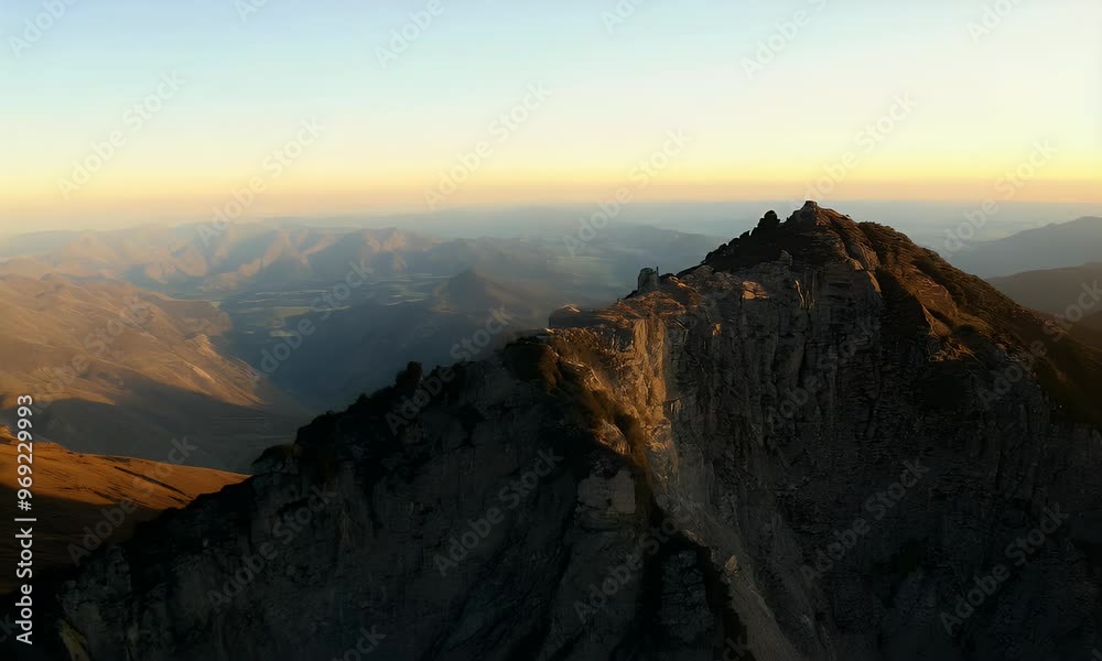 Sunrise over Jagged Mountain Peak: A Scenic Vista Sunrise over Jagged Mountain Peak: A Scenic Vista