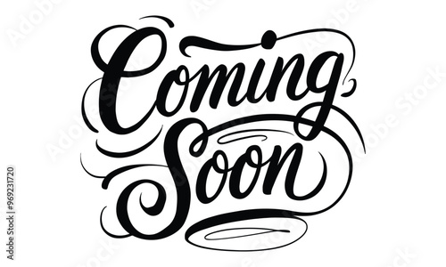 Coming Soon Script Typography Vector Design - Elegant Handwritten Lettering Artwork