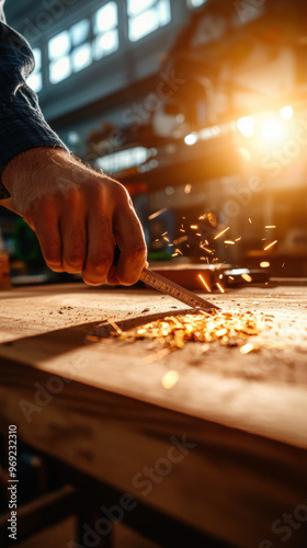 Closeup of a worker s hand using a ruler to measure product dimensions, manual measurement, handson quality control