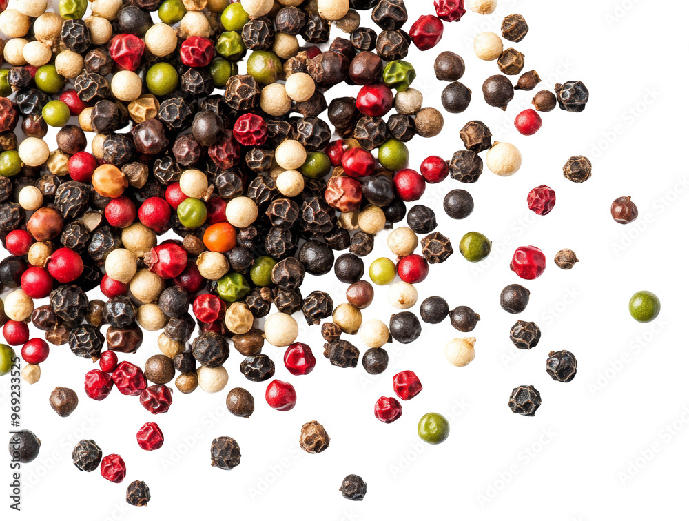 Striking view of peppercorns mid-fall focusing on their circular shapes and rich tones. Striking view of peppercorns mid-fall focusing on their circular shapes and rich tones.