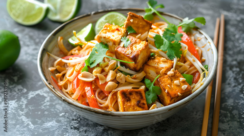 Thai Peanut Noodle Salad With Tofu. Sty