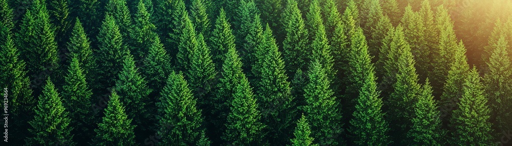 Lush green forest with dense pine trees basking in golden sunlight, creating a serene and tranquil natural landscape. Lush green forest with dense pine trees basking in golden sunlight, creating a serene and tranquil natural landscape.