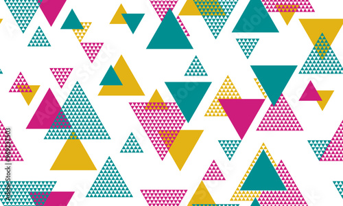 Trendy triangle shapes seamless pattern vector design. Abstract geometric geo...