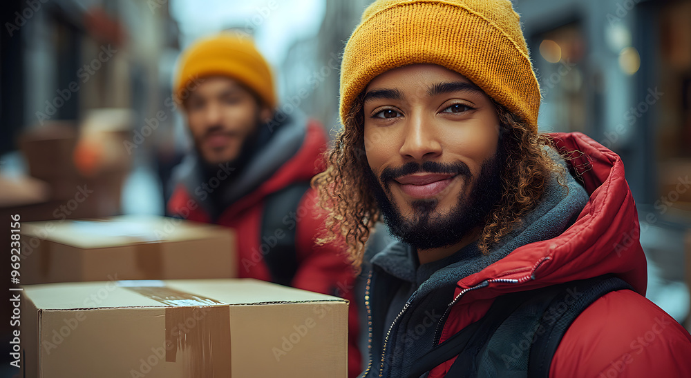 “Close-up of Two Professional Delivery Workers Carrying Boxes, Showcasing Teamwork, Logistics, and Efficient Package Handling in a Fast-Paced Work Environment”
“Close-up of Two Professional Delivery Workers Carrying Boxes, Showcasing Teamwork, Logistics, and Efficient Package Handling in a Fast-Paced Work Environment”