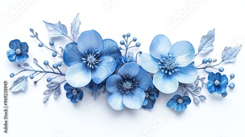 Beautiful blue flowers arranged artistically, perfect for backgrounds, designs, or decor. Elegant and vibrant floral composition.