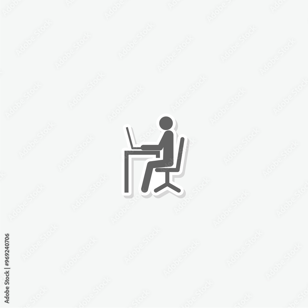 Office worker icon sticker isolated on gray background