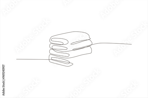 continuous line vector illustration of folded towel