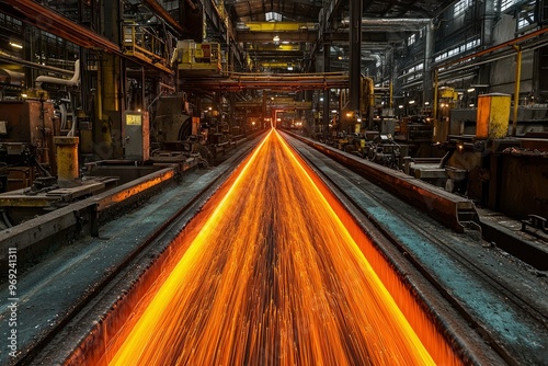 Molten Metal Flowing Through Industrial Manufacturing Facility