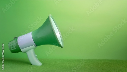 Megaphone, Green Color Promote to Eco Friendly Sustainable Energy Suitable for Web, Apps, Presentation, or Printable Meaning