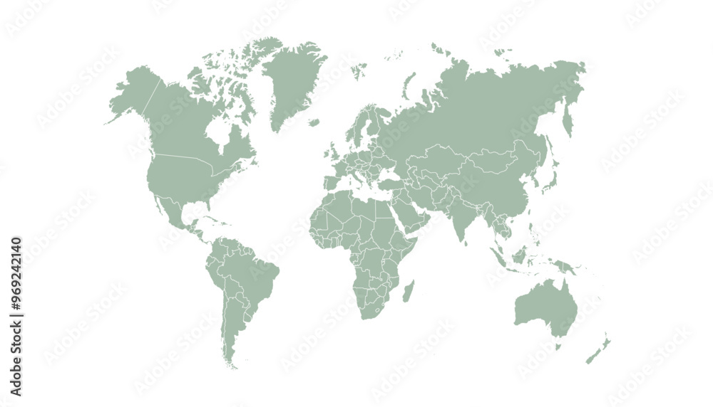 Obraz premium World map. Grey modern vector map. Silhouette map