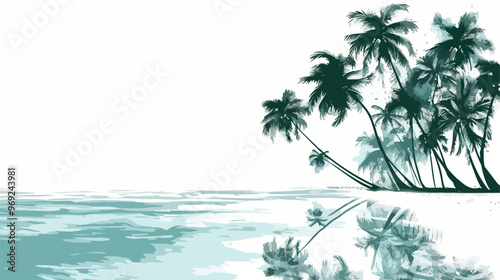 Coconut Trees Blowing in Wind Vector Illustration