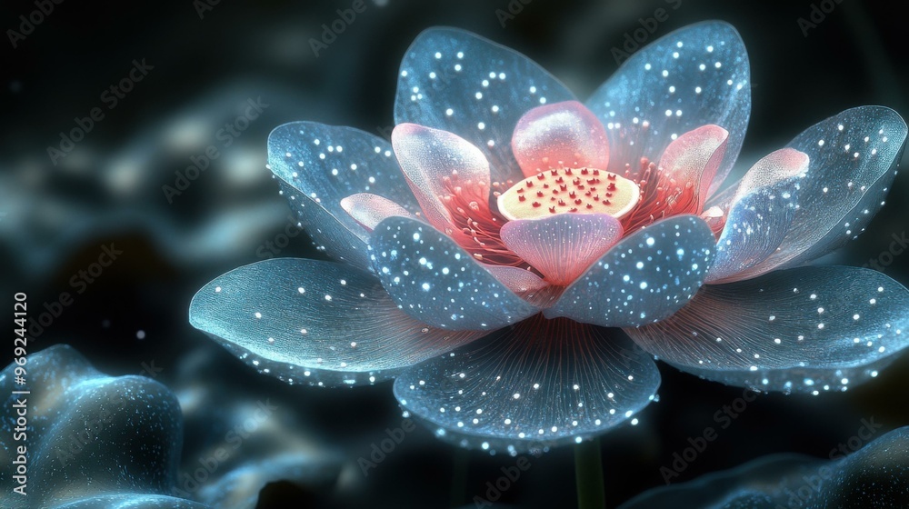 Enchanting Lotus Blossom Illuminated by Magical Glow Enchanting Lotus Blossom Illuminated by Magical Glow