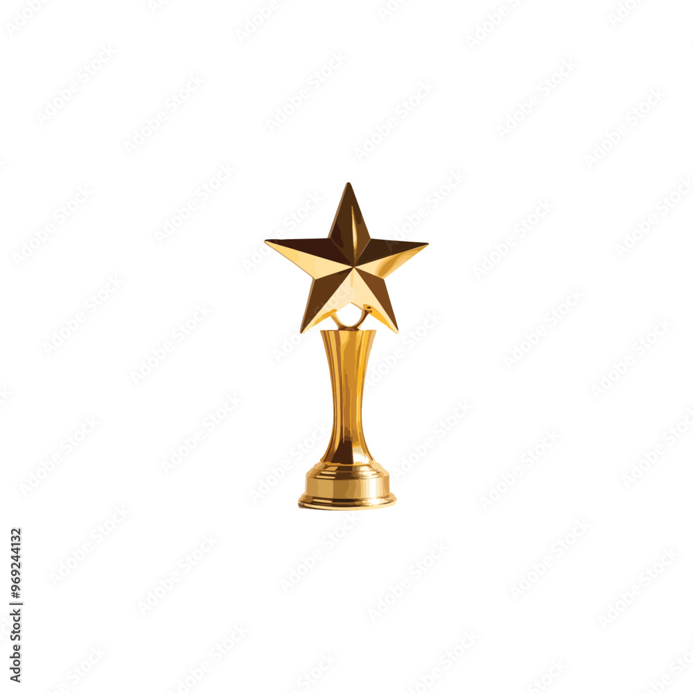 A golden trophy with a star on top on white background A golden trophy with a star on top on white background