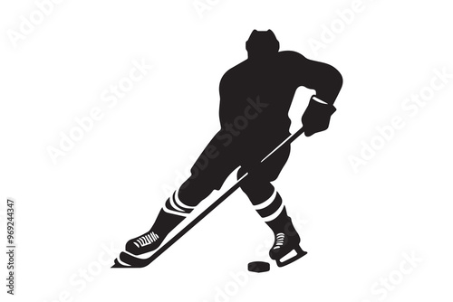 Hockey player silhouette. Hockey sports vector