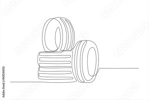 tire stack continuous line vector illustration