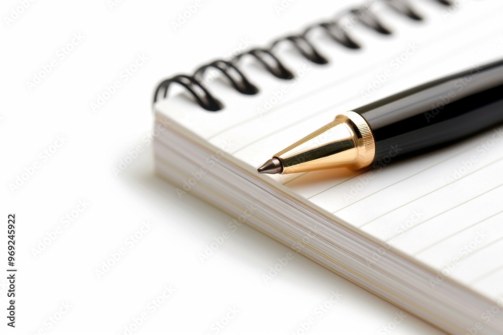 Creative Organization - Spiral Notebook and Pen on White Background Creative Organization - Spiral Notebook and Pen on White Background