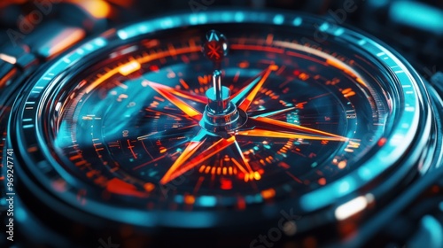 Wallpaper Mural A futuristic compass design with vibrant colors and intricate details. Torontodigital.ca