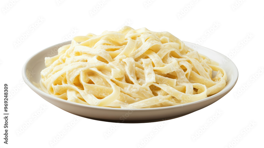 Creamy fettuccine pasta served in white bowl, showcasing deliciously rich texture and inviting appearance. Perfect for Italian cuisine lovers. Creamy fettuccine pasta served in white bowl, showcasing deliciously rich texture and inviting appearance. Perfect for Italian cuisine lovers.