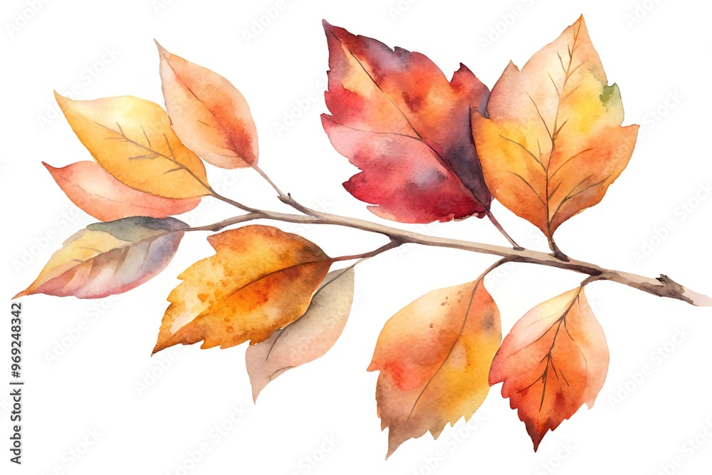 autumn watercolor leaves branch autumn watercolor leaves branch