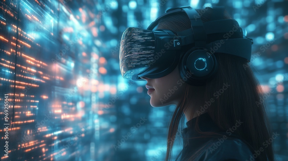 Futuristic AI-Driven Virtual Reality Therapy for Stress Relief: A VR environment controlled by AI, offering personalized therapy sessions for relaxation and stress relief. Futuristic AI-Driven Virtual Reality Therapy for Stress Relief: A VR environment controlled by AI, offering personalized therapy sessions for relaxation and stress relief.