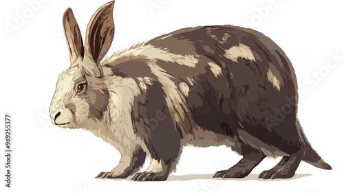 A Large Herbivorous Mammal with Long Ears and Powerful Legs isolated on white background