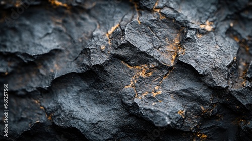 Close-up of textured dark rock with subtle golden veins, emphasizing natural geological patterns.