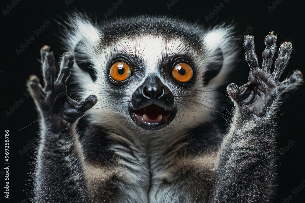 Obraz premium Really expressive and funny lemur.