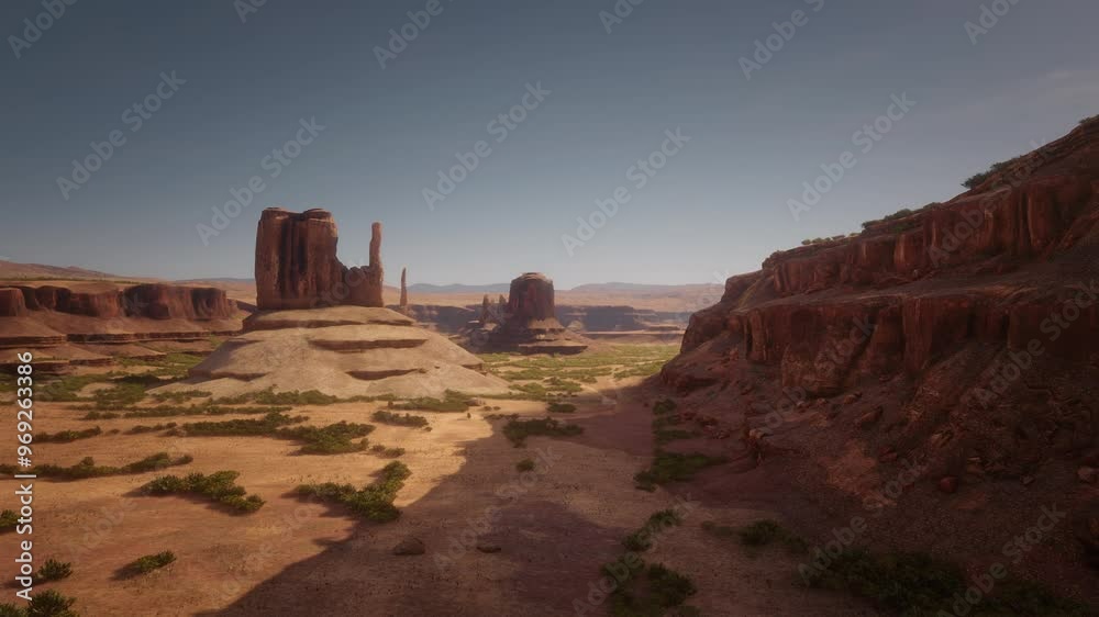 3D. USA. Arizona. Navajo Tribal Park. Monument Valley