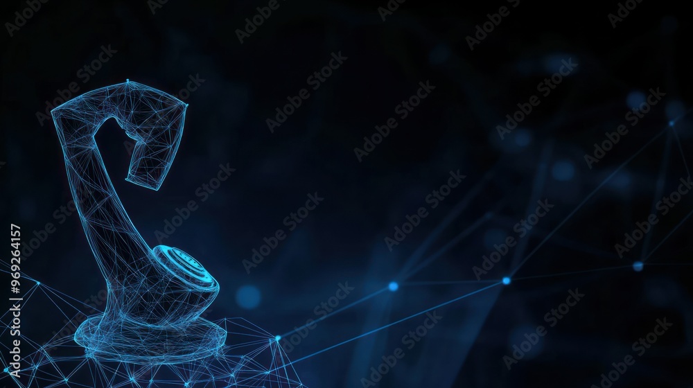 A digital representation of a telephone receiver symbolizing communication technology.