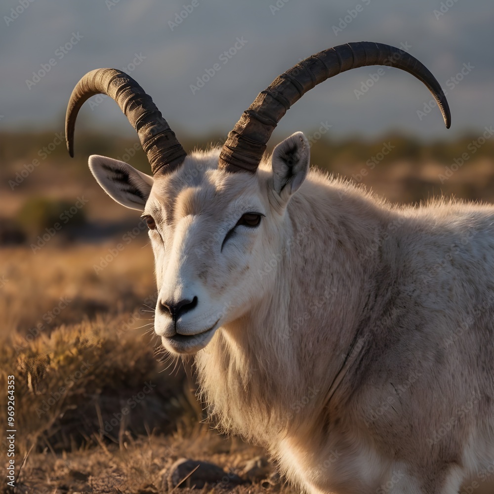 Detailed Addax Antelope Illustration in Desert Habitat Detailed Addax Antelope Illustration in Desert Habitat
