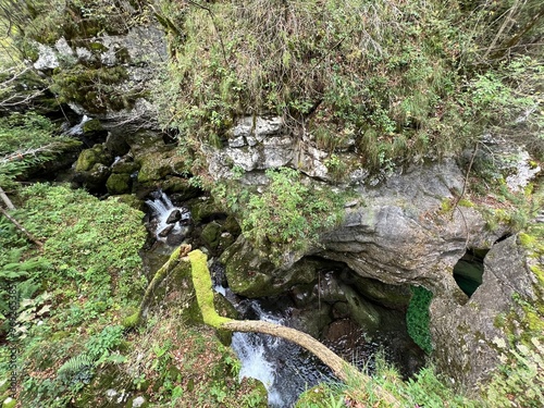 The Glijun stream above the Virje waterfall or the bed of the Gljun stream (Bovec, Slovenia) - Der Glijun-Bach oberhalb des Virje-Wasserfalls oder das Bett des Gljun-Bachs (Slowenien) photo