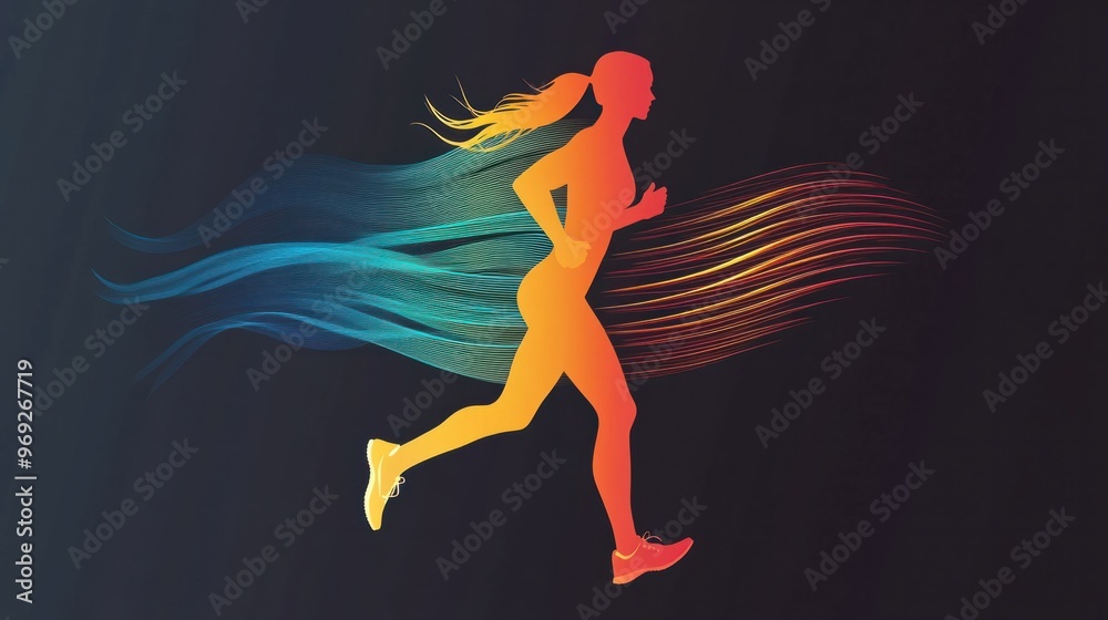 A dynamic icon of a person running, representing health, fitness, and an active lifestyle, with motion lines behind them.