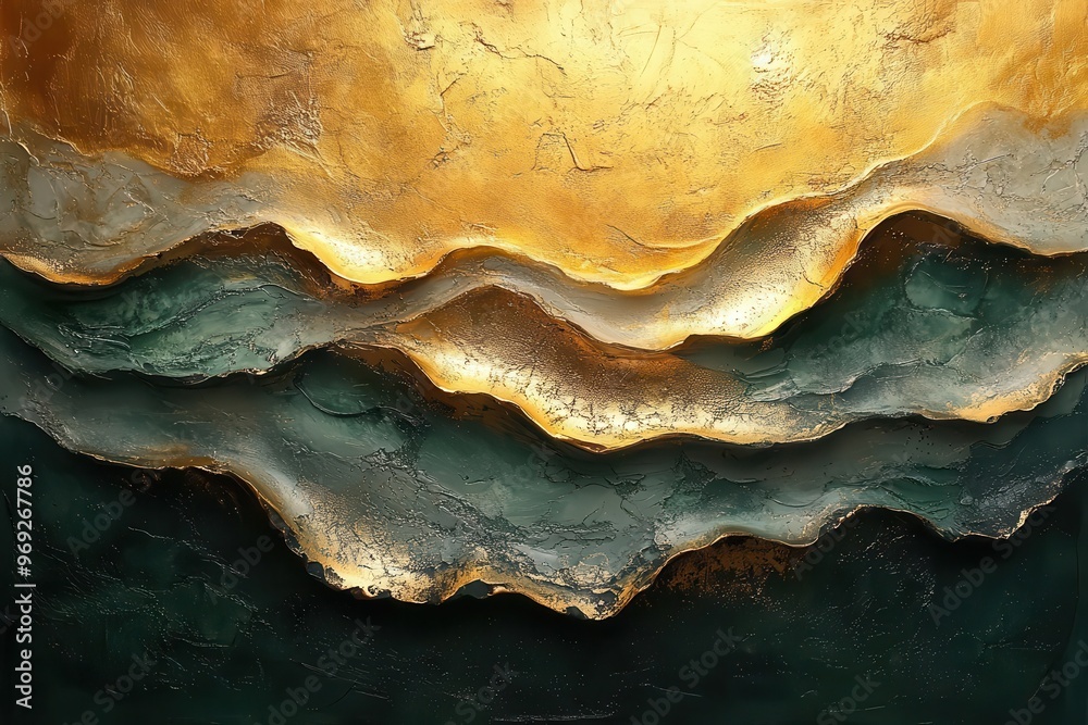 shimmering gold and olive waves intertwine in a mesmerizing abstract artwork metallic textures catch the light creating depth and movement shimmering gold and olive waves intertwine in a mesmerizing abstract artwork metallic textures catch the light creating depth and movement