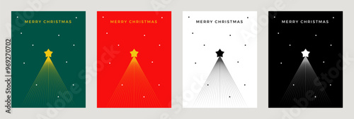 Christmas and New Year greeting cards set. Modern style vector illustration.