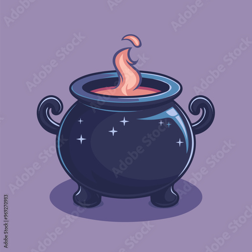 Dark cauldron with a purple hue and twinkling stars, suited for magical concoctions