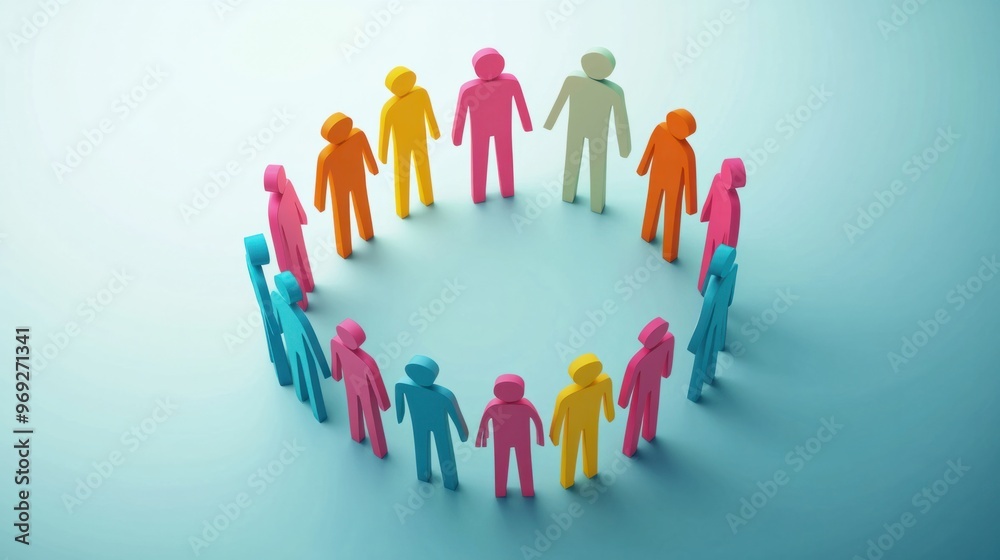 A group of people icons standing in a circle, representing a community, teamwork, or social network. - A group of people icons standing in a circle, representing a community, teamwork, or social network. -
