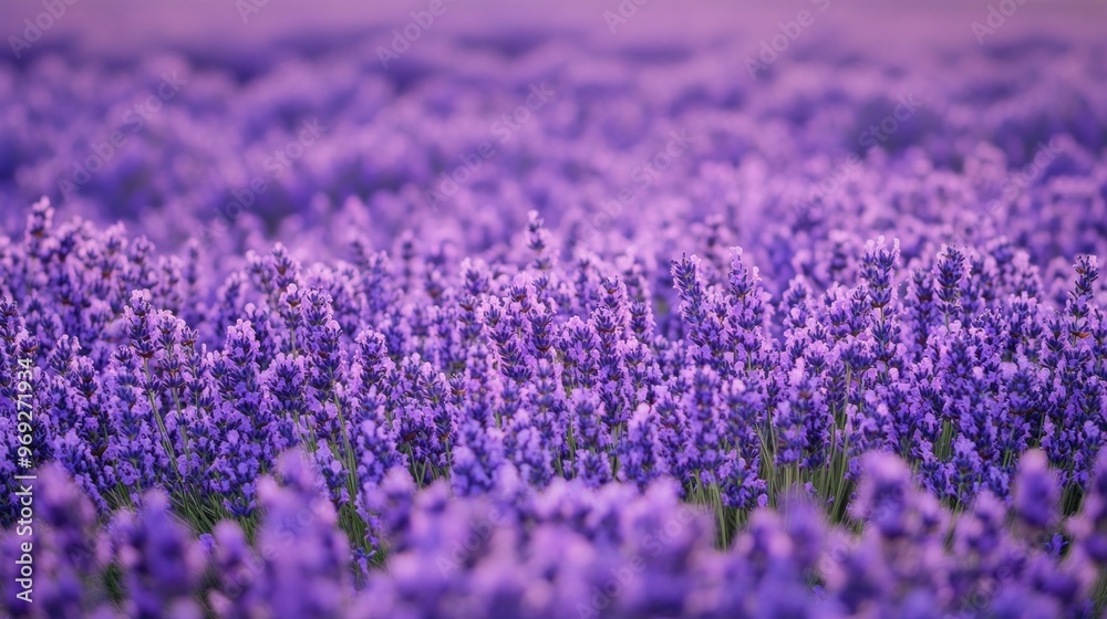 Fototapeta premium A vibrant field of lavender flowers in full bloom, showcasing nature's beauty.