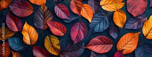 Wallpaper Mural Colorful autumn leaves on a dark background, close-up. Colorful background with vibrant fall foliage Torontodigital.ca