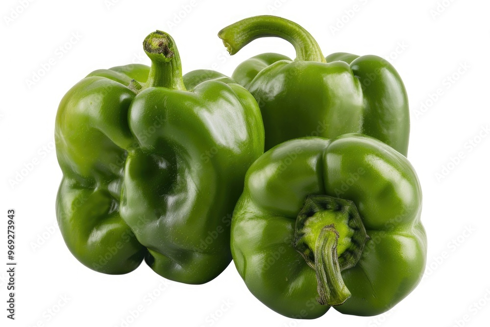 A cluster of green peppers arranged side by side A cluster of green peppers arranged side by side