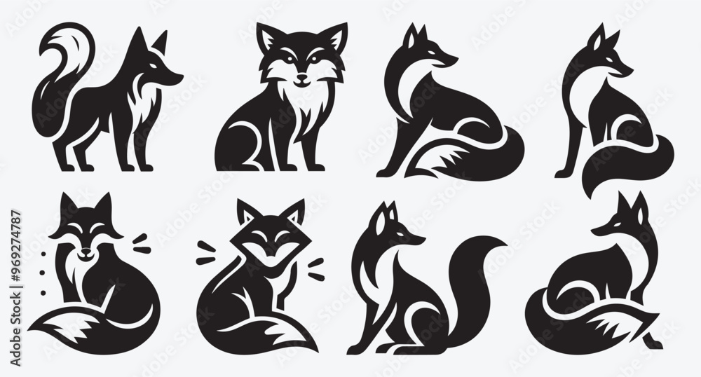 Fox Logo Silhouette Bundle Clip Art Vector Illustration Fox Logo Silhouette Bundle Clip Art Vector Illustration