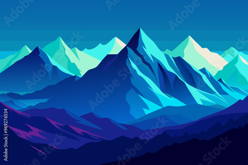 Vector mountains and landscape early in a daylight