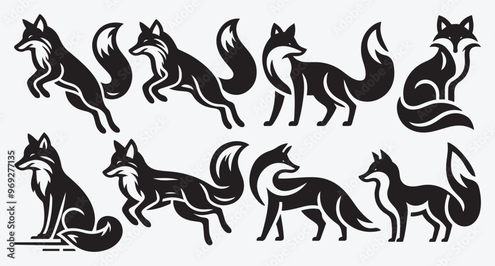 Fox Logo Silhouette Bundle Clip Art Vector Illustration Fox Logo Silhouette Bundle Clip Art Vector Illustration