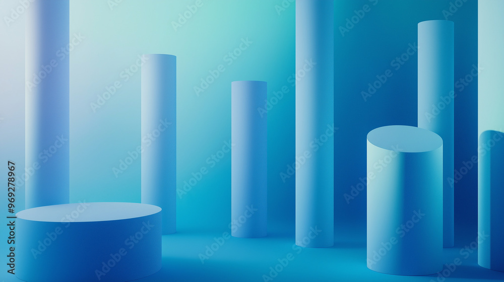 An abstract representation of vertical cylindrical objects, varying in height, set against a gradient blue background. These objects appear to be rising from the ground, with some overlapping others. An abstract representation of vertical cylindrical objects, varying in height, set against a gradient blue background. These objects appear to be rising from the ground, with some overlapping others.