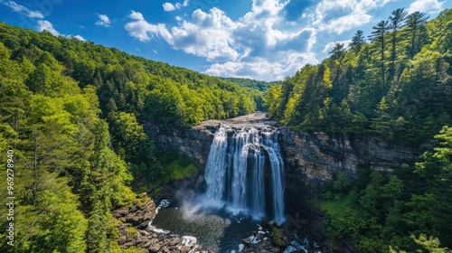 Waterfall in a Lush Forest