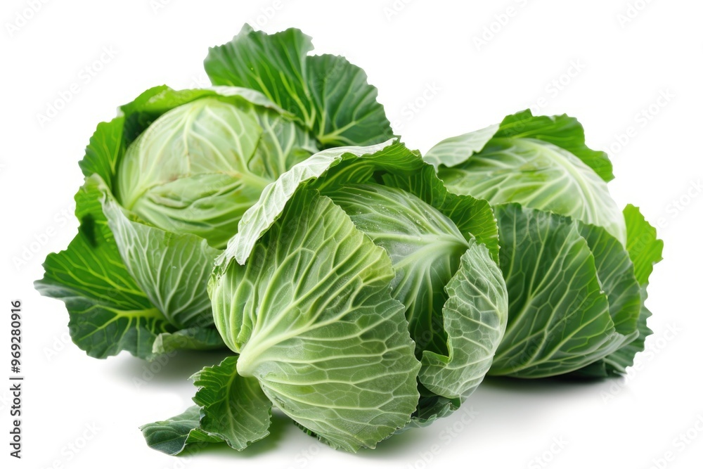 A pile of cabbage leaves on a white surface A pile of cabbage leaves on a white surface