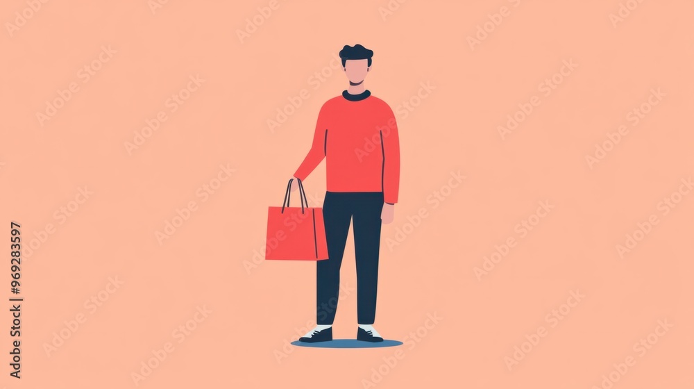An icon of a person holding a shopping bag, representing retail, commerce, or consumer behavior. An icon of a person holding a shopping bag, representing retail, commerce, or consumer behavior.