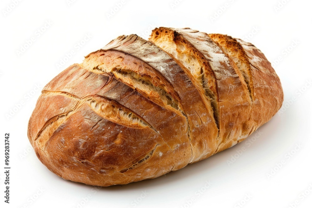 A single loaf of bread sitting on a clean white surface, perfect for food and cooking images A single loaf of bread sitting on a clean white surface, perfect for food and cooking images