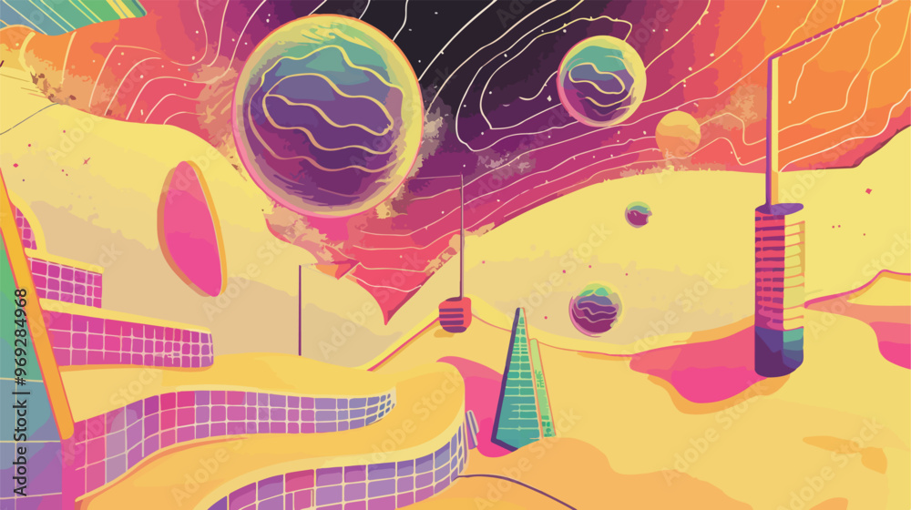 Fototapeta premium Retrofuturism Posters Design Vintage Look