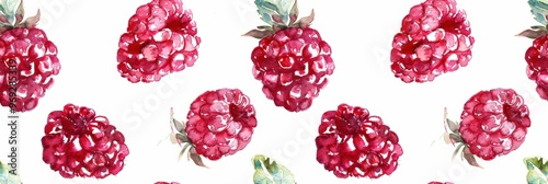 Seamless repetitive pattern background of raspberry fruit for fabric design
